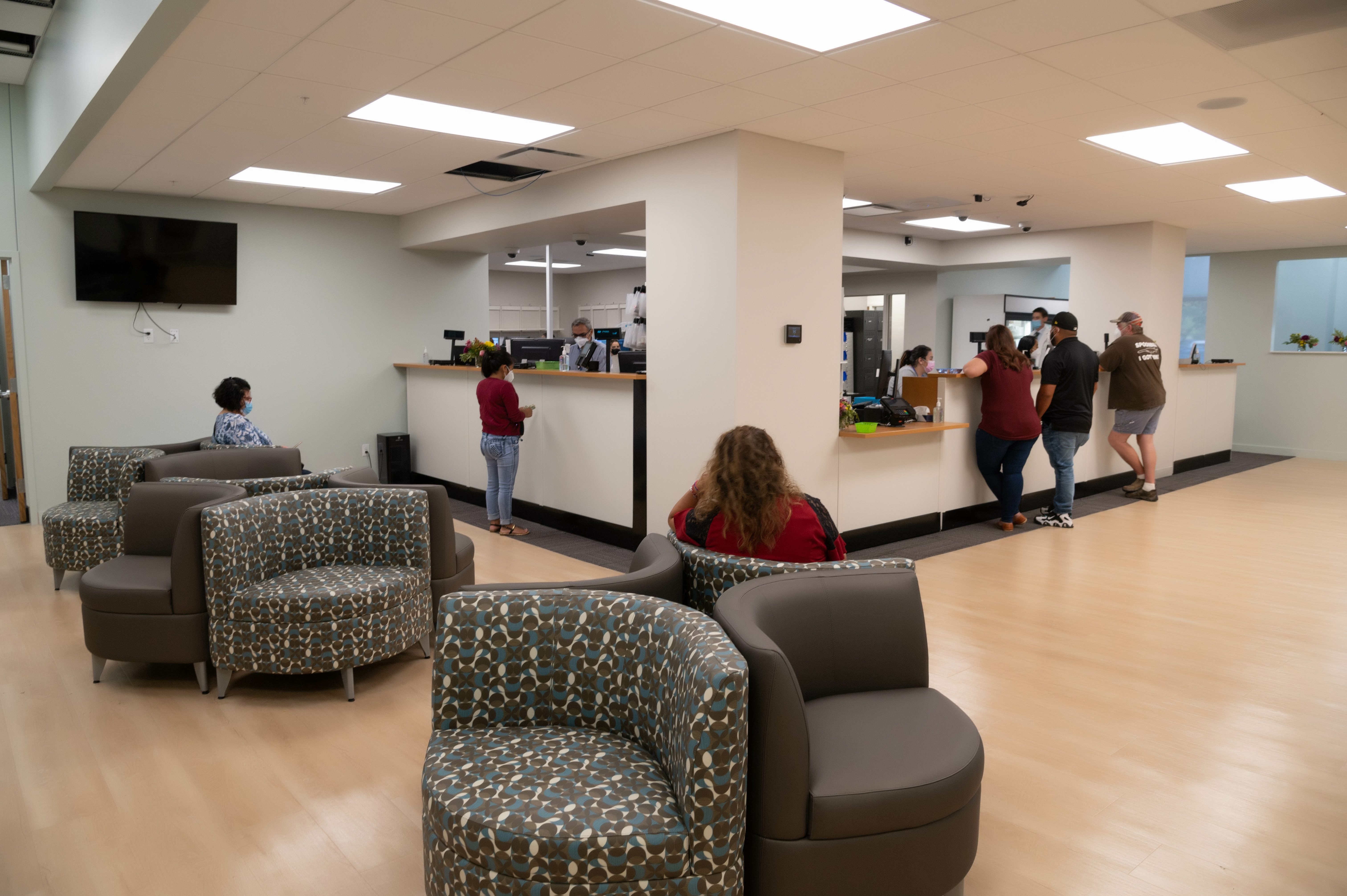 Community members in the new waiting room. 